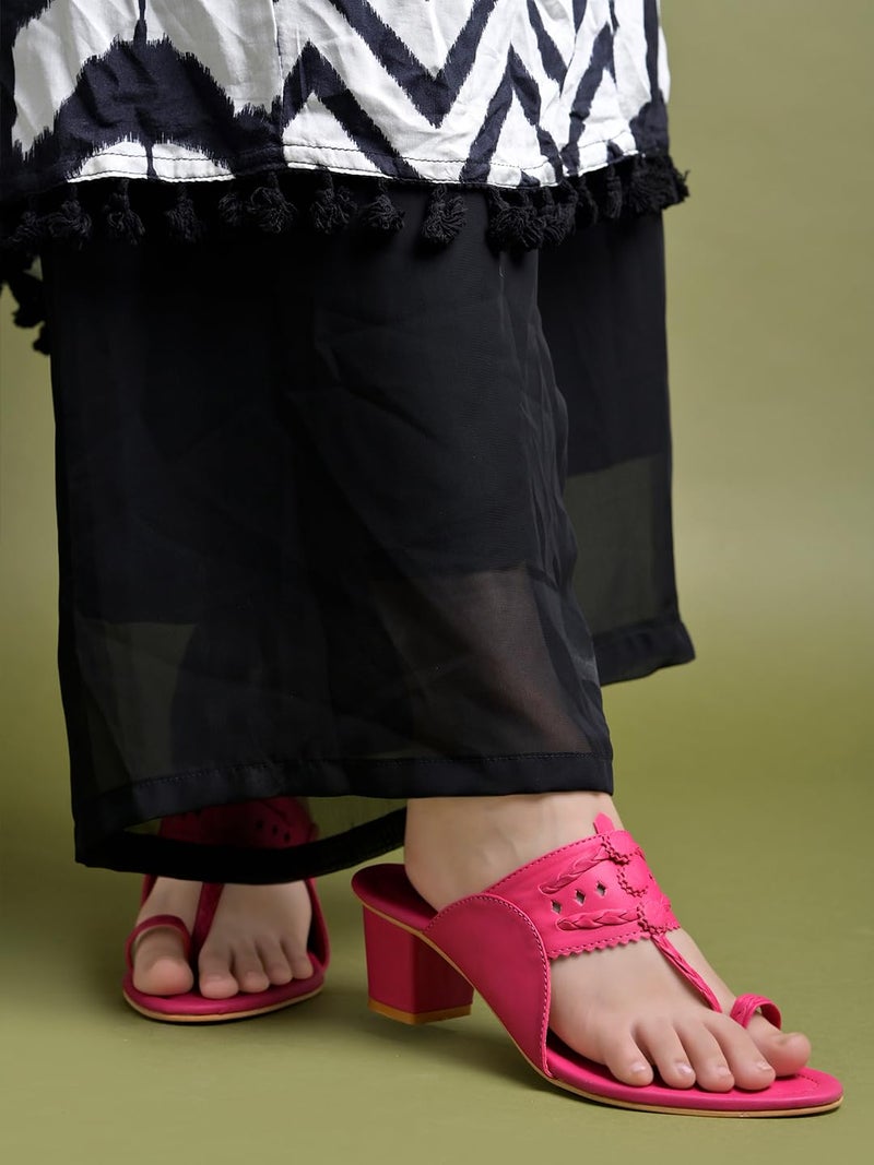 Shoetopia Women  Sandal Block Heel Comfortable Toe Ring Slip-On Ethnic Casual Daily Footwear - Image 2