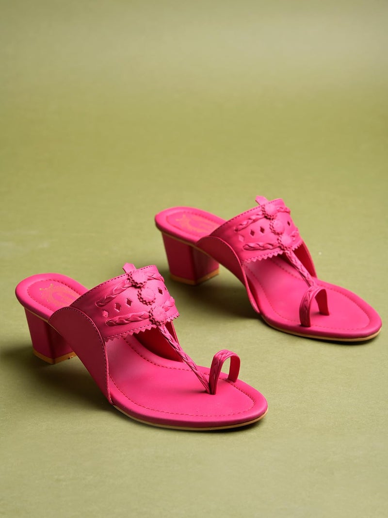 Shoetopia Women  Sandal Block Heel Comfortable Toe Ring Slip-On Ethnic Casual Daily Footwear - Image 4