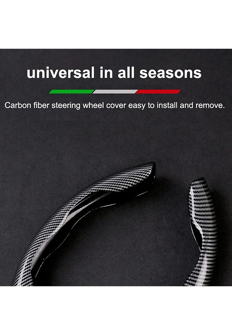 Generic Universal Carbon Fiber Steering Wheel Cover Non Slip Sport Accessory for Cars Fits Various Diameters  - Image 3