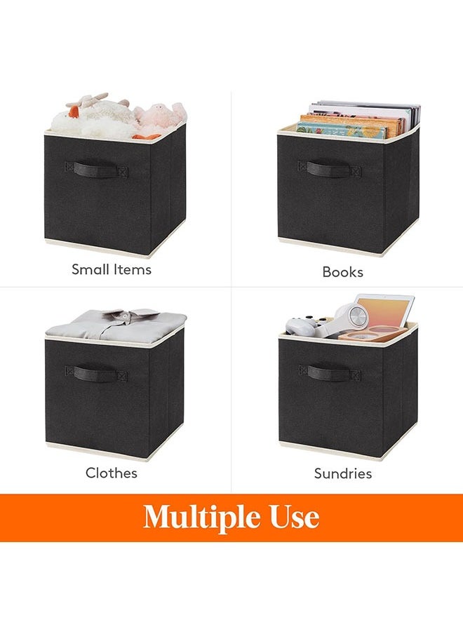 Hihonor Storage Cubes, 11 Inch Clothes Storage Bins for Shelves Closet (12 Pack), Fabric Collapsible Storage Bins with Dual Handles, Cubby Storage Baskets Boxes, College Dorm Room Essentials (Black)  - Image 2