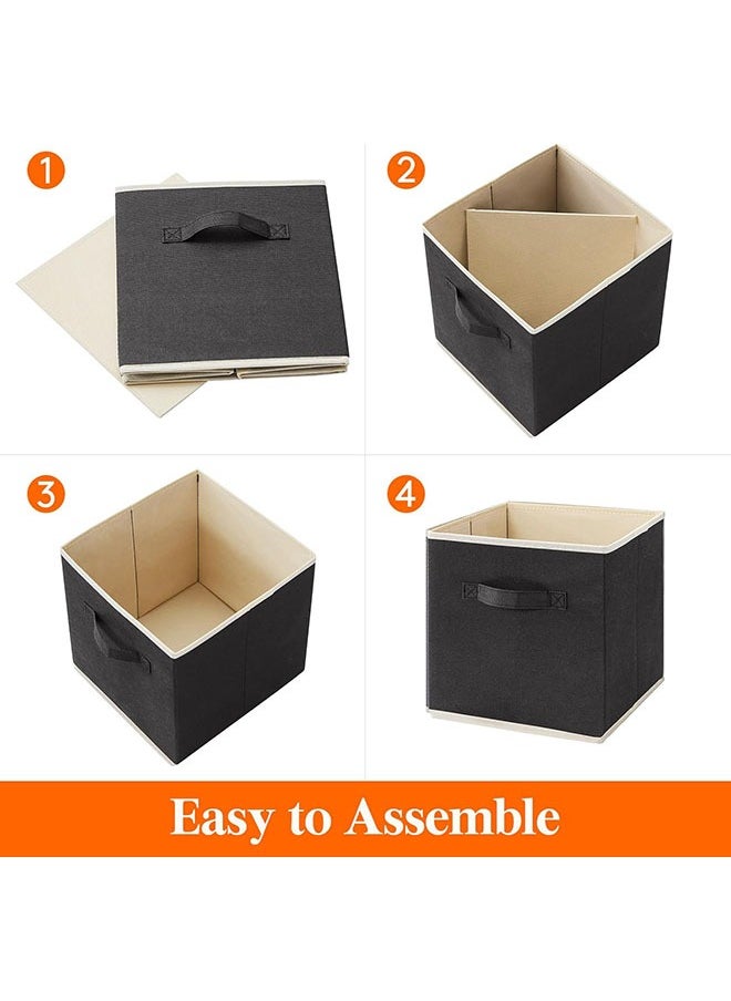 Hihonor Storage Cubes, 11 Inch Clothes Storage Bins for Shelves Closet (12 Pack), Fabric Collapsible Storage Bins with Dual Handles, Cubby Storage Baskets Boxes, College Dorm Room Essentials (Black)  - Image 4