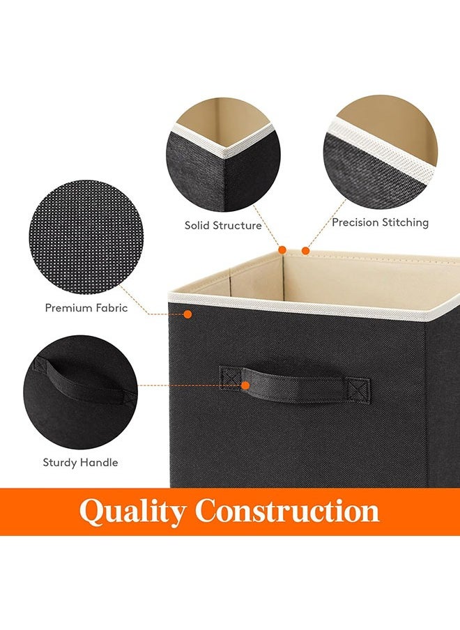 Hihonor Storage Cubes, 11 Inch Clothes Storage Bins for Shelves Closet (12 Pack), Fabric Collapsible Storage Bins with Dual Handles, Cubby Storage Baskets Boxes, College Dorm Room Essentials (Black)  - Image 3