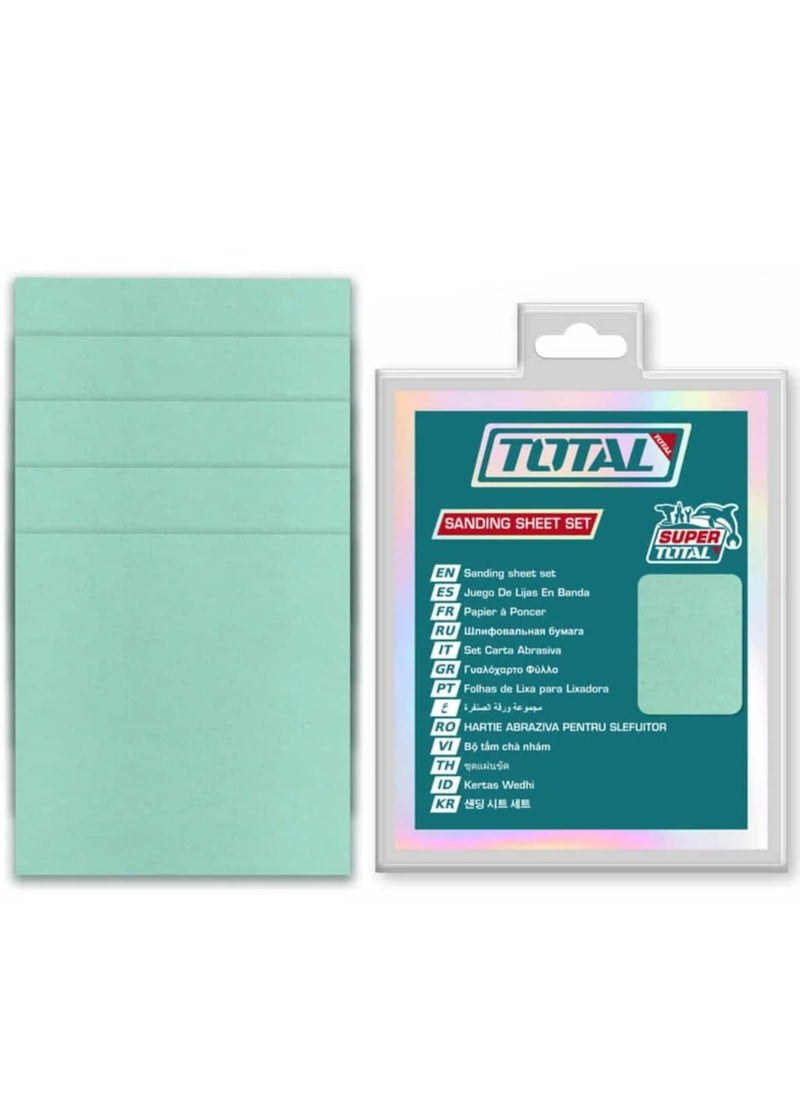 TOTAL Super Total Sanding Sheet Set - 50 Pcs (145x114mm) for Wood, Metal, Glass & More - Includes P40, P80, P120, P180 Grits - Double Blister Pack  - Image 2