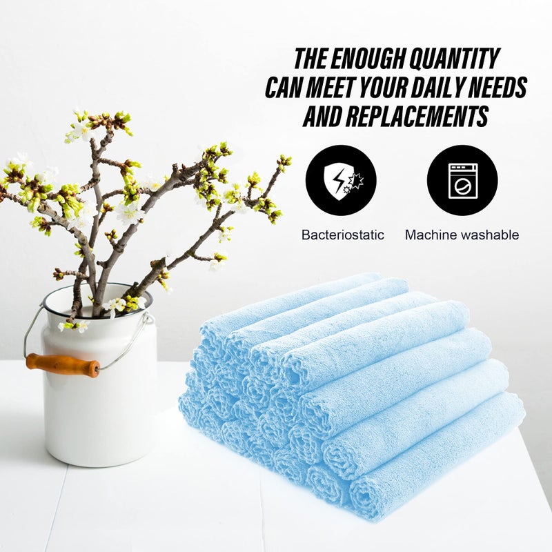MOONQUEEN Ultra Soft Premium Washcloths Set - 12 x 12 inches - 24 Pack - Quick Drying - Highly Absorbent Coral Velvet Bathroom Wash Clothes - Use as Bath, Spa, Facial, Fingertip Towel (Aquamarine) - Image 5