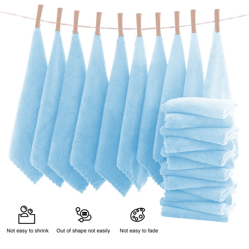 MOONQUEEN Ultra Soft Premium Washcloths Set - 12 x 12 inches - 24 Pack - Quick Drying - Highly Absorbent Coral Velvet Bathroom Wash Clothes - Use as Bath, Spa, Facial, Fingertip Towel (Aquamarine) - Image 3