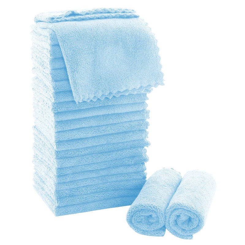 MOONQUEEN Ultra Soft Premium Washcloths Set - 12 x 12 inches - 24 Pack - Quick Drying - Highly Absorbent Coral Velvet Bathroom Wash Clothes - Use as Bath, Spa, Facial, Fingertip Towel (Aquamarine) - Image 1