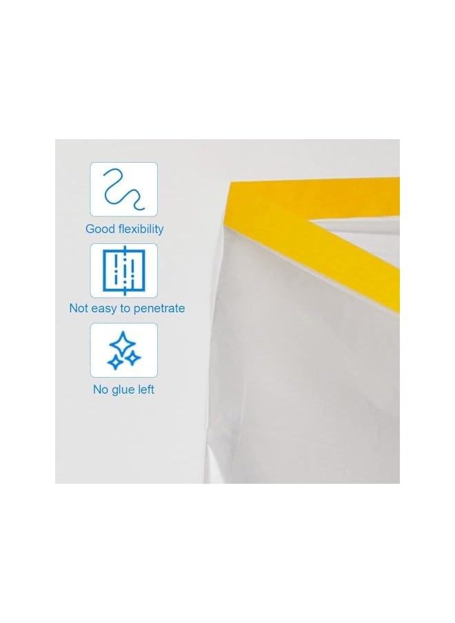 PROMASS - promass 5 Rolls Dust Sheets Roll Plastic Masking Film Rolls Pre-Taped Dust Sheets Adhesive Dust Sheet Roll Dust-Proof & Waterproof Shields for Painting, Decorating, Furniture Covering (55cm*20m)100pcs - Image 1