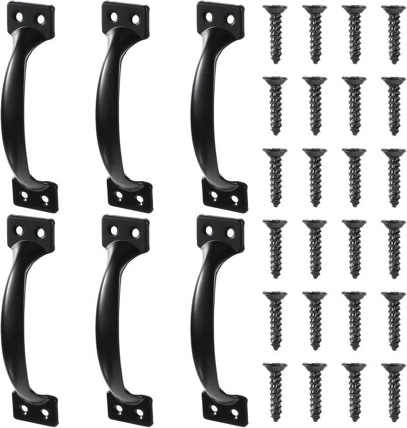 ElevateTech 6PCS 5" Rustic Gate Handle Iron Hardware Handle Pull with Screw Ornamental Gate Pull Handles Vintage Barn Door Pulls Outdoor Kitchen Hardware for Wooden Fence Cupboard Dresser - Image 1