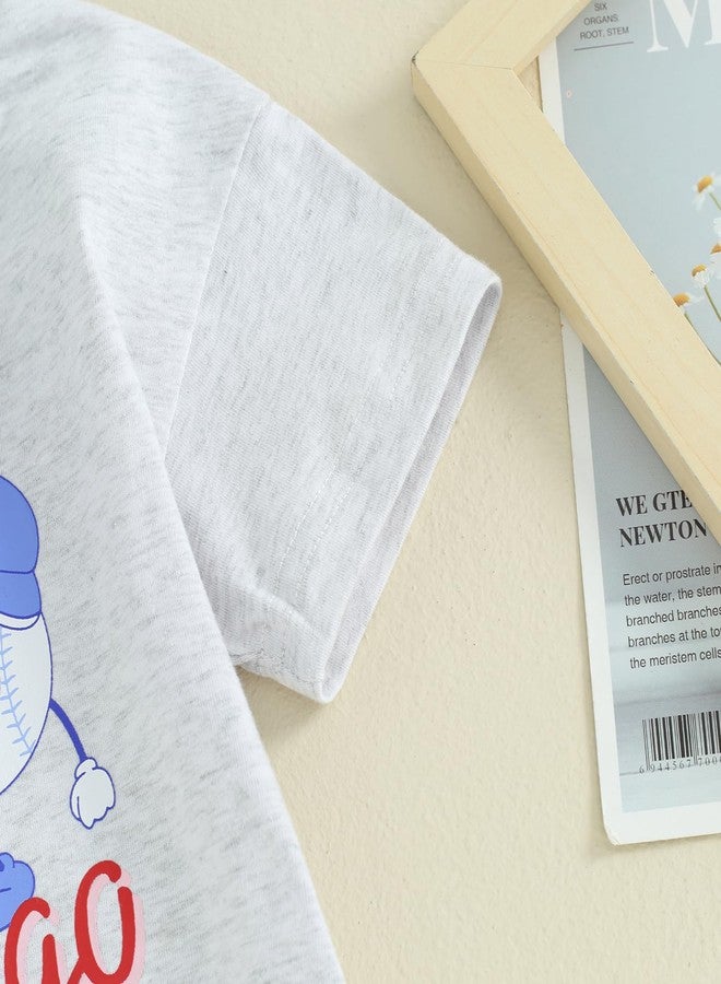 Socutebabe طقم ملابس صيفي للأطفال حديثي الولادة من Socutebabe، ملابس أطفال من Hey Chicago، رومبير بيسبول للأولاد، قميص بأكمام قصيرة (Hey Chicago-رمادي، 12-18 شهرًا) - Image 4