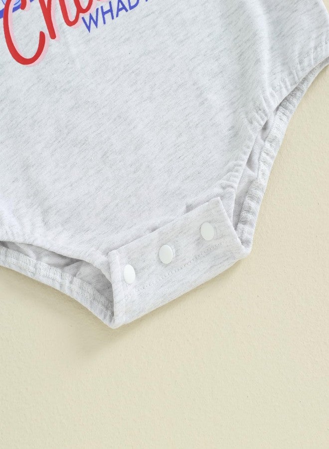 Socutebabe طقم ملابس صيفي للأطفال حديثي الولادة من Socutebabe، ملابس أطفال من Hey Chicago، رومبير بيسبول للأولاد، قميص بأكمام قصيرة (Hey Chicago-رمادي، 12-18 شهرًا) - Image 5