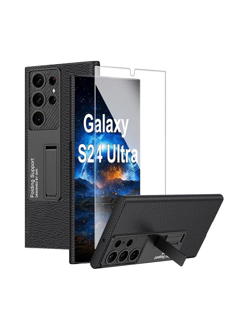 Samsung Galaxy S24 Ultra Case with Bracket, 【With Tempered Glass Screen Film】 Full Shock Protection Slim Case for Samsung Galaxy S24 Ultra 5G - Image 1