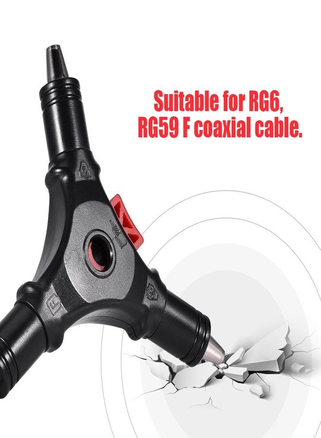 Serounder 3 in 1 F Plug Coaxial Compression Tool F Head RG59 RG6 Connector Coax Cable Stripper Coaxial Installation Fitting Tool for Digital TV - Image 4