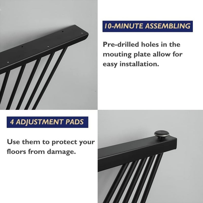 HIRVALL Modern Heavy Duty Tall Black Metal Iron Desk Legs RiserBench Furniture Legs for Coffee Table Dining Legs Set of 2 - Image 4