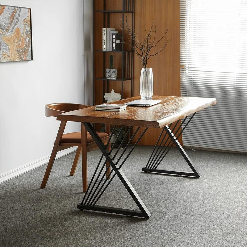 HIRVALL Modern Heavy Duty Tall Black Metal Iron Desk Legs RiserBench Furniture Legs for Coffee Table Dining Legs Set of 2 - Image 1