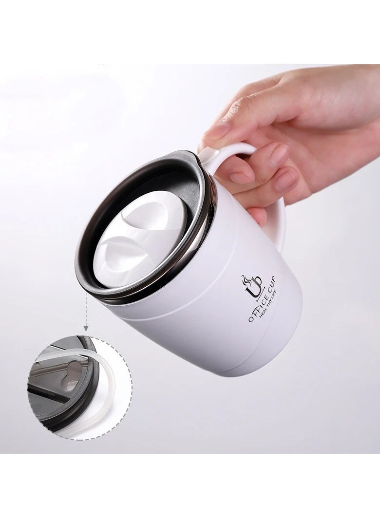 AROAQ - Travel Coffee Cup, Hot and Cold High Capacity Travel Mug, Stainless Steel Reusable Leakproof Office Mug, Vacuum Insulated Double Wall Travel Tumbler for Hot Coffee, White (with Stainless Steel Straw) - Image 1