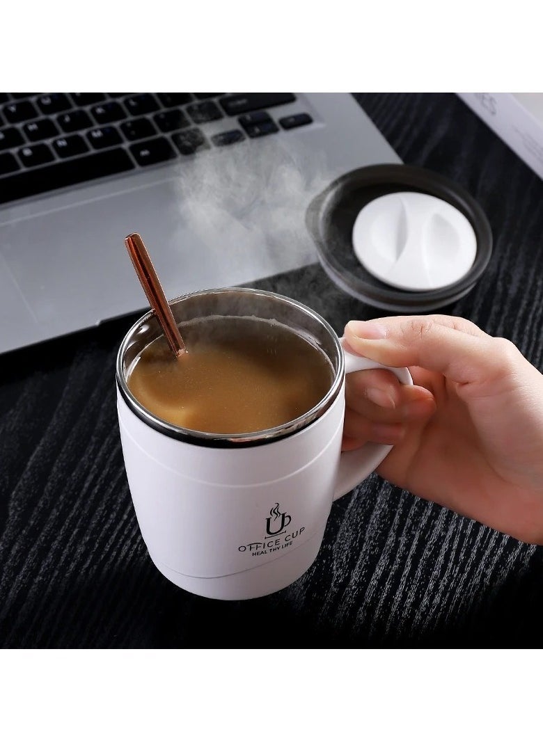 AROAQ - Travel Coffee Cup, Hot and Cold High Capacity Travel Mug, Stainless Steel Reusable Leakproof Office Mug, Vacuum Insulated Double Wall Travel Tumbler for Hot Coffee, White (with Stainless Steel Straw) - Image 1