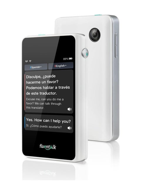 Fluentalk Timekettle T1 Mini Translator Device - Instant Language Translator for Travelling - No WiFi Needed, Built in 1-Year Global Mobile Data, Supports 40 Languages and Photo Translation (White)