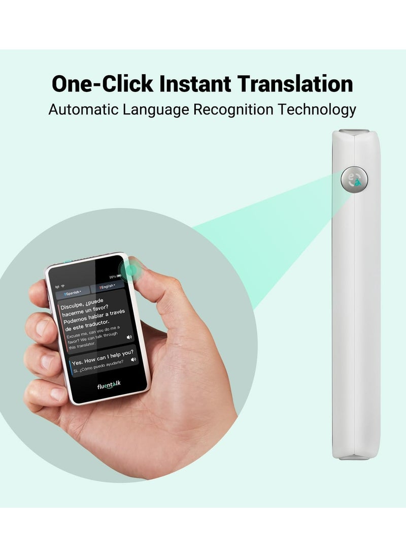 Timekettle - Fluentalk Timekettle T1 Mini Translator Device - Instant Language Translator for Travelling - No WiFi Needed, Built in 1-Year Global Mobile Data, Supports 40 Languages and Photo Translation (White) - Image 1