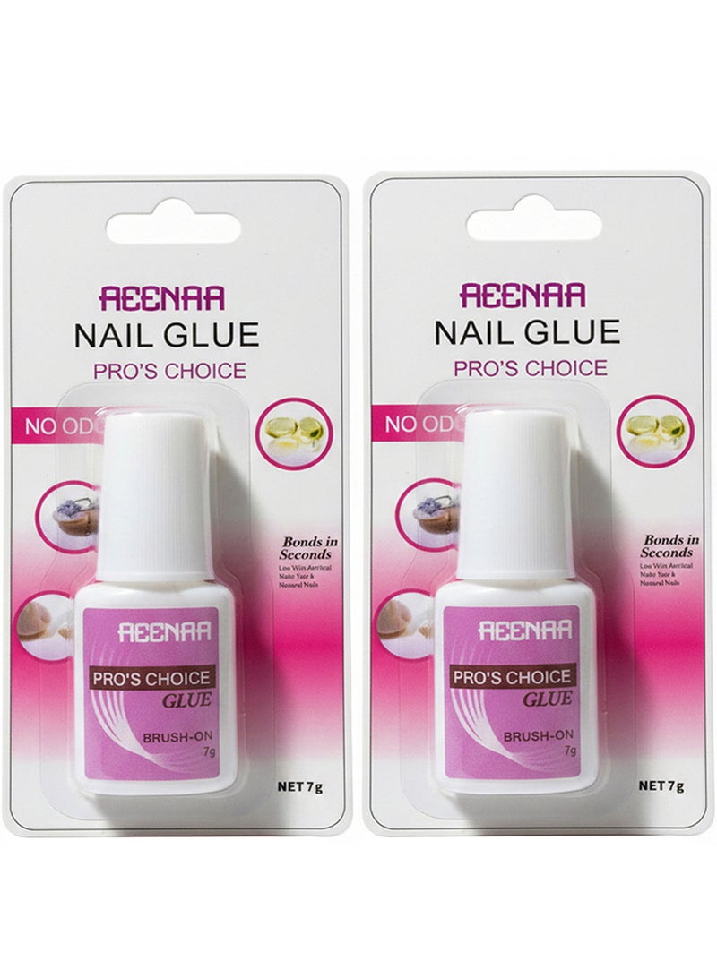 آینا غراء أظافر احترافي بالفرشاة تثبيت قوي لأظافر الأكريليك والأظافر الجاهزة والرؤوس، سريع الجفاف، يلتصق خلال ثوانٍ،مع 2 قطعه 7 غرام - Image 1