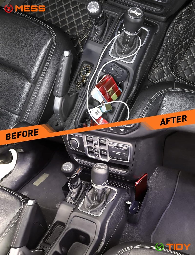 Savadicar صندوق تخزين ناقل الحركة Savadicar GT-2 مع أقمشة مايكروفايبر، صينية ناقل الحركة الجانبية، منظم وحدة التحكم المركزية لجيب رانجلر JL JLU 4XE 2018-2025 وجلادييتور JT، إكسسوارات داخلية، أسود، 1 قطعة - Image 5
