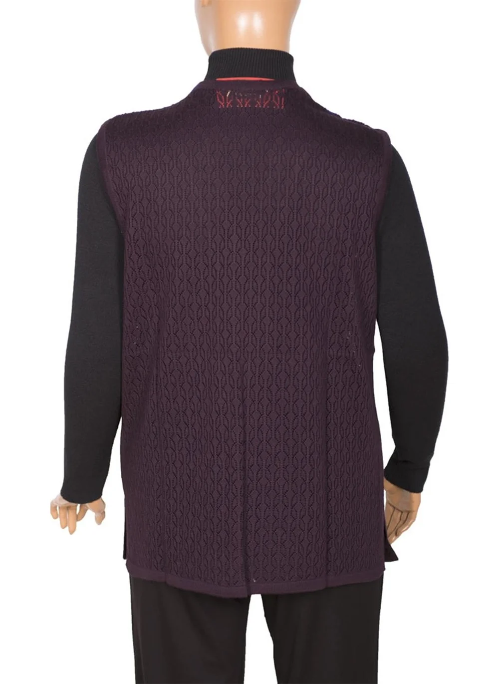 Hesna , Tuna Openwork Pocket Vest Plum