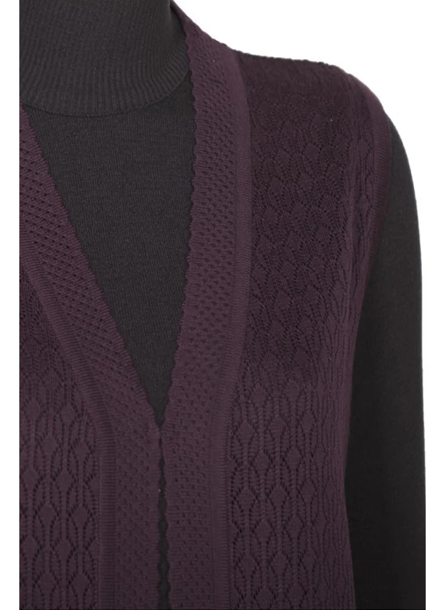 Hesna , Tuna Openwork Pocket Vest Plum
