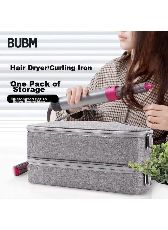 Bubm Hair Dryer Storage Bag For Dyson And L'oréal Paris, Portable Travel Makeup Bag, Double-layer Curling Iron Holder, Multifunctional Storage Pouch - Image 1