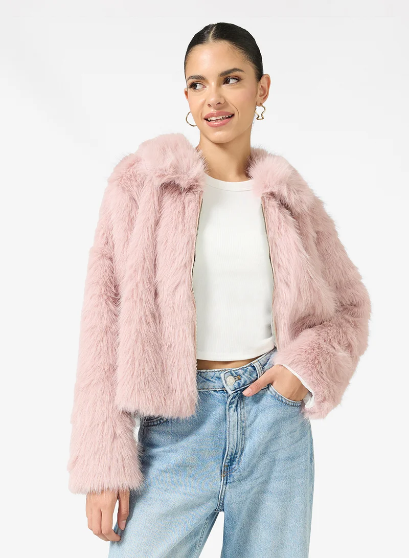 Ginger Cozy Faux Fur Short Jacket