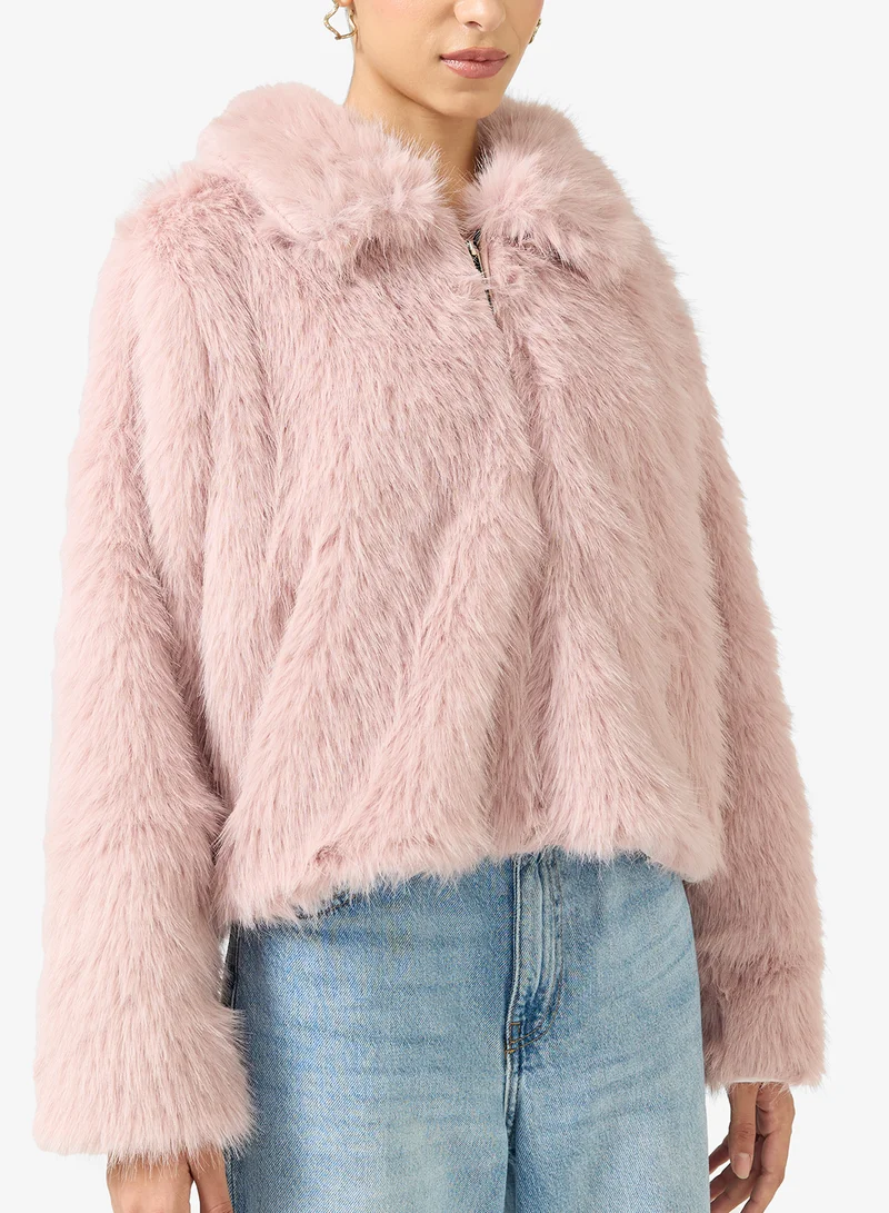 Ginger Cozy Faux Fur Short Jacket