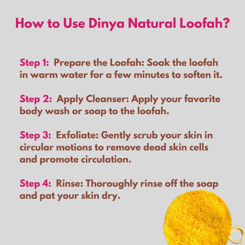Dinya™ Loofah Sponge | 100% Natural Loofah Body Sponge & Scrubber | Organic Luffa for Bath Shower Skin Exfoliation | Ideal for Men & Women (Count 1) - Image 5