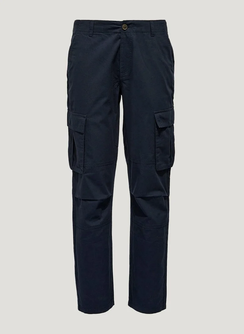 Matalan Navy Slim Fit Cargo Trousers