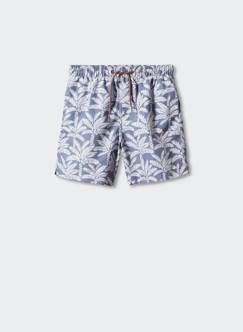 MANGO Kids Leaf Print Shorts