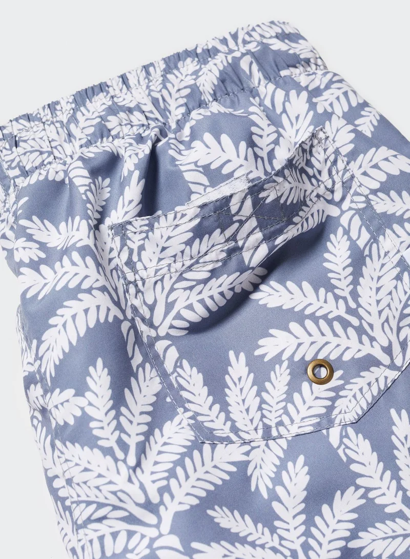 MANGO Kids Leaf Print Shorts