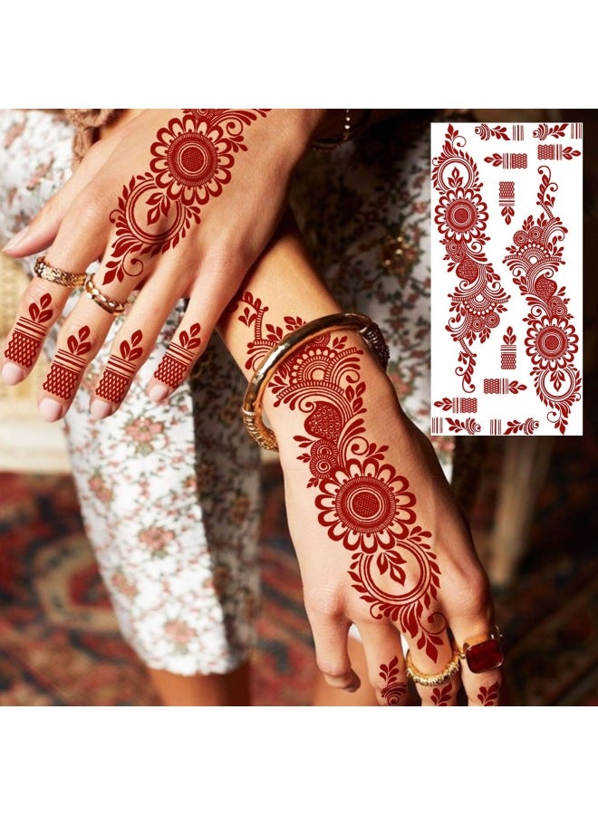 Mehendi Stickers Henna Mehendi stencil Tattoo Sticker for Hands Temporary Waterproof Mehndi Tattoo Body Art for Women & Girls - Image 1