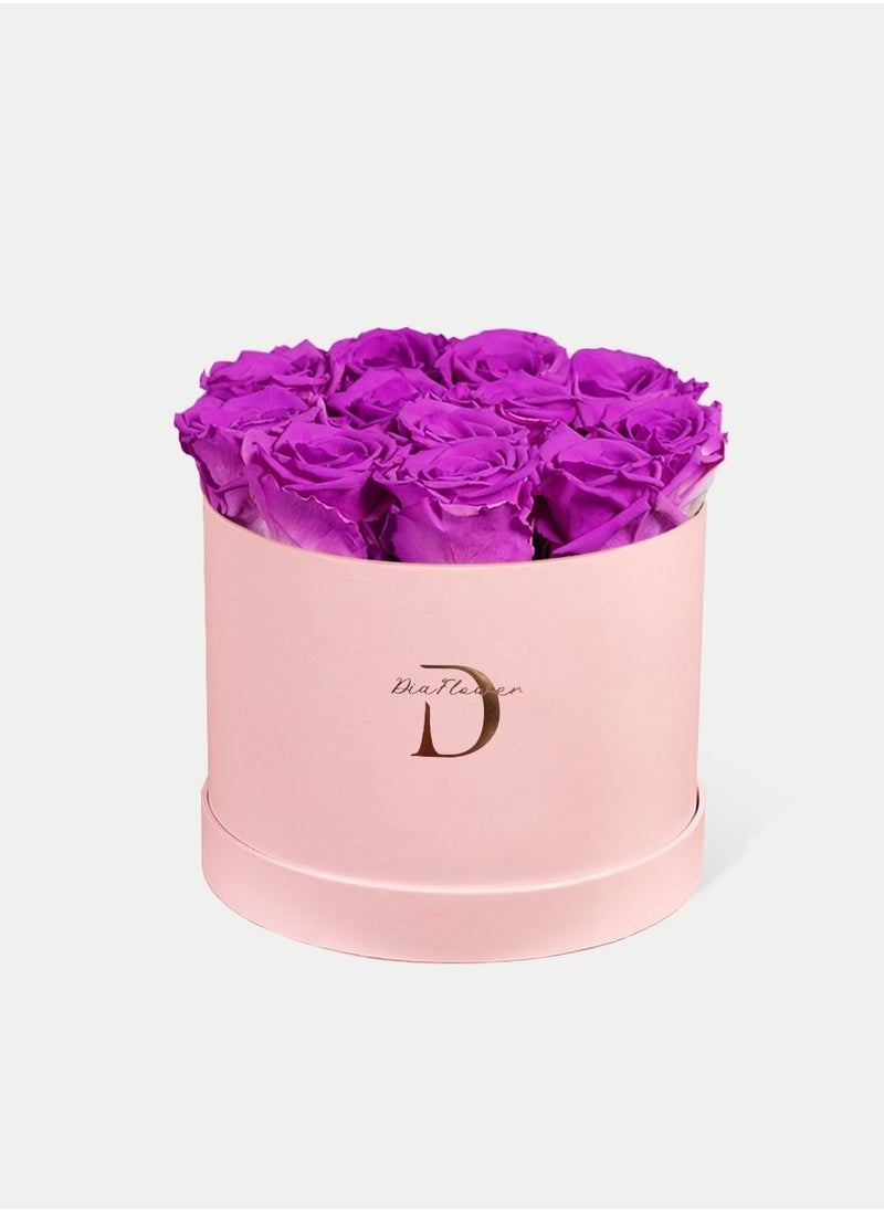 Dia FLOWER - Infinity Round Box, Purple 14 ROSES MEDIUM - Image 1