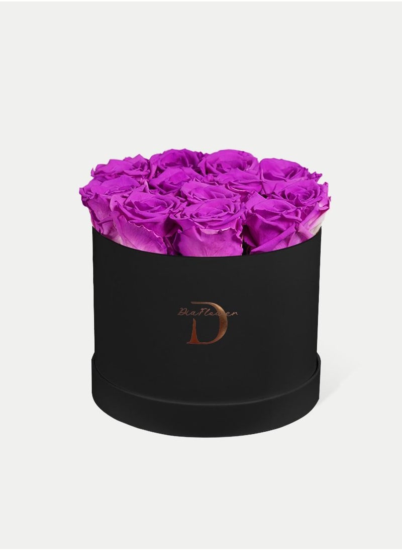 Dia FLOWER - Infinity Round Box, Purple 14 ROSES MEDIUM - Image 1