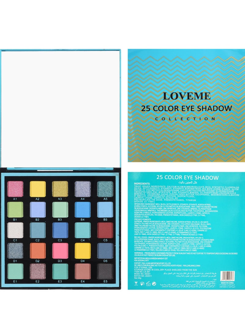 LOVEME - 25 Long Lasting Cyan Colorful Eyeshadow Palette - Image 1