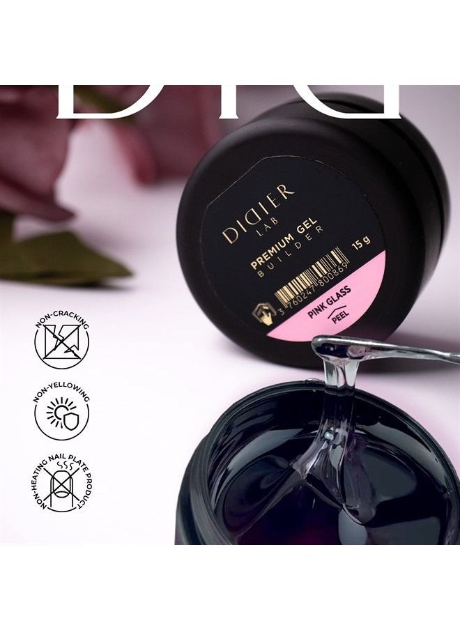 DIDIER LAB - Builder Gel Pink Glass - Hard Gel Builder for Nails Extension - Nail Strengthener Hardener - Nail Art - Nail Extension Builder gel For Professional and Beginners - UV LED Lamp - 50ml - Image 1