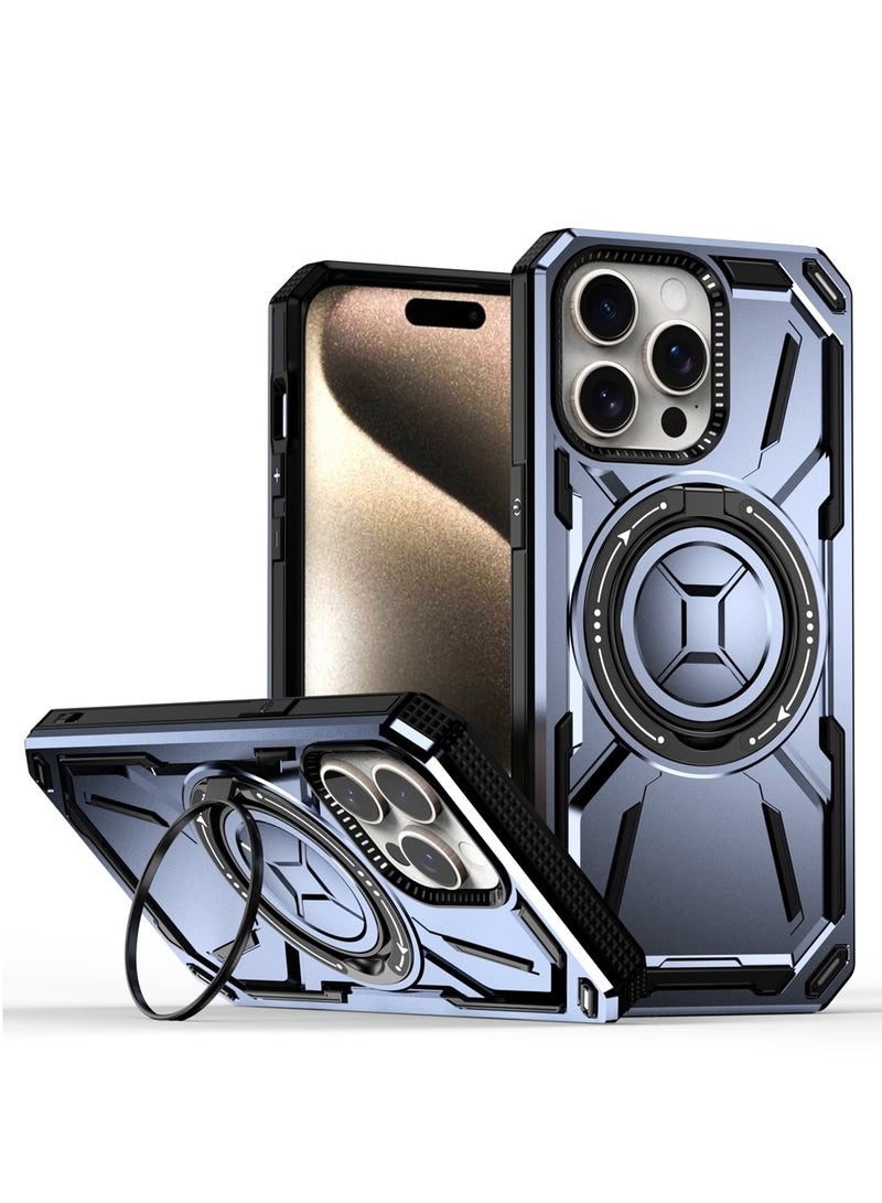 GOLDEN MASK GOLDEN MASK For iPhone 15 Pro Max Armored II Series Mag-Safe Magnetic Holder Phone Case (Purple)