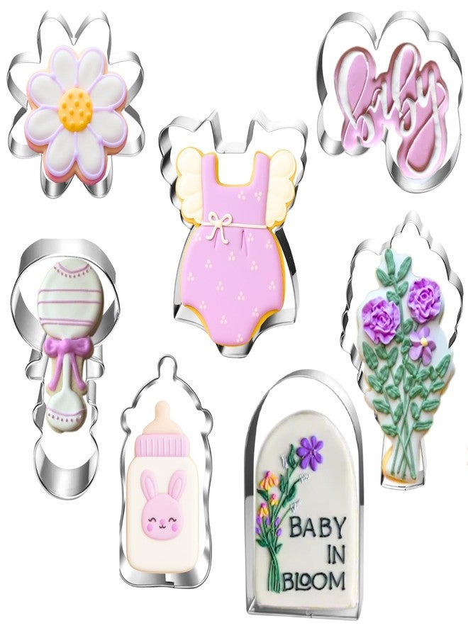 Auktosmn Wildflower Baby Shower Cookie Cutters Set - 7-Piece - Stainless Steel - Dishwasher Safe - Perfect for Baby in Bloom Baby Girl Baby Shower - Image 1