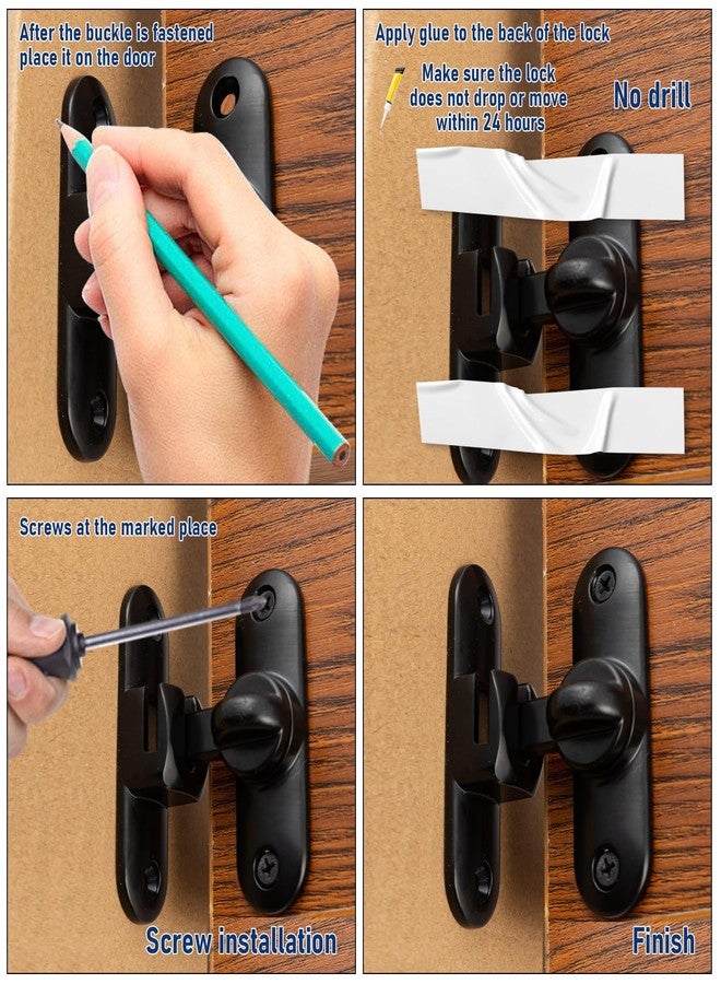 HOME MASTER HARDWARE Barn Door Latches,90/180 Degree Flip Barn Door Lock,Zinc Alloy Right Angle Door Lock Latch,Protect Privacy - Security Door Latch,Thickened Anti-Rust Newest Design (Black-1PC) - Image 5