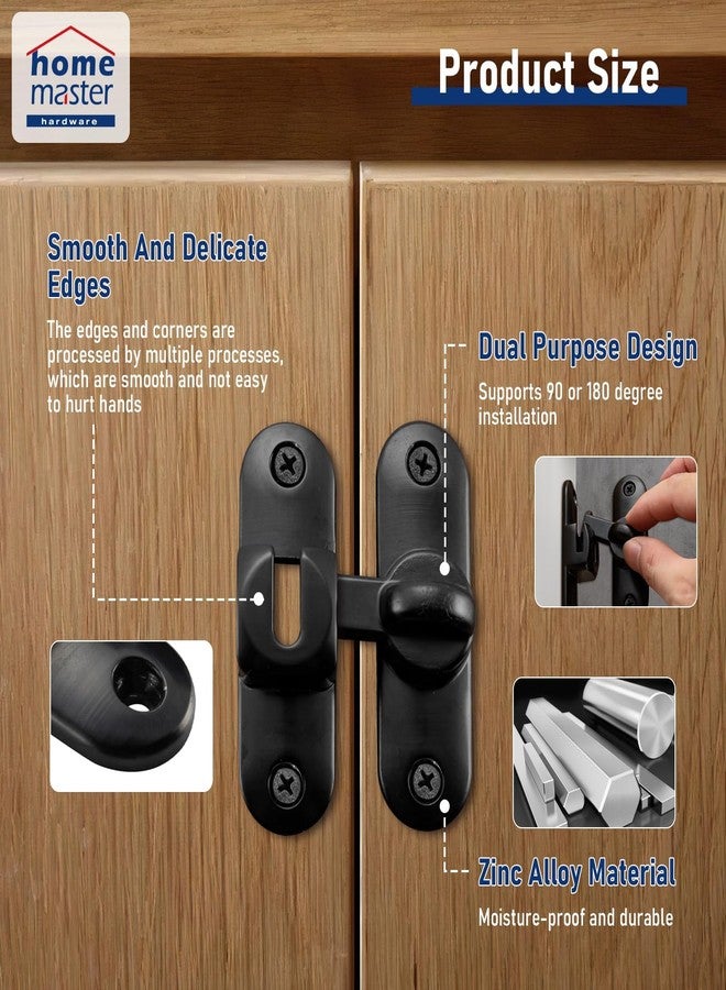 HOME MASTER HARDWARE Barn Door Latches,90/180 Degree Flip Barn Door Lock,Zinc Alloy Right Angle Door Lock Latch,Protect Privacy - Security Door Latch,Thickened Anti-Rust Newest Design (Black-1PC) - Image 3