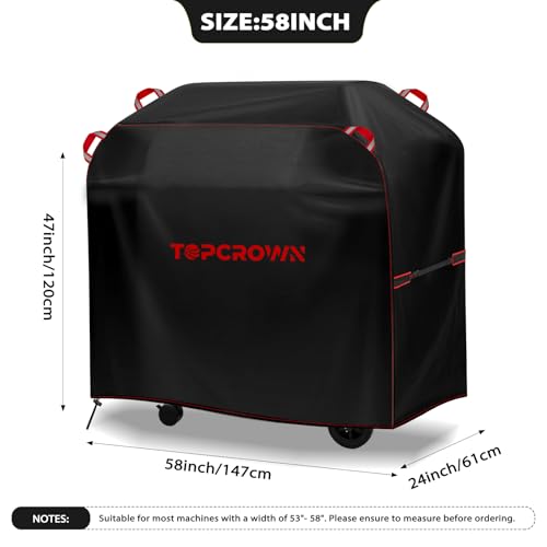 TOPCROWN Grill Cover for Outdoor Grill BBQ Gas Grill Waterproof AntiUV Oxford Fabric Windproof Design with Adjustable Straps Fits WeberCharBroilNexgrill and More 420D BlackRed 53 58 - Image 3
