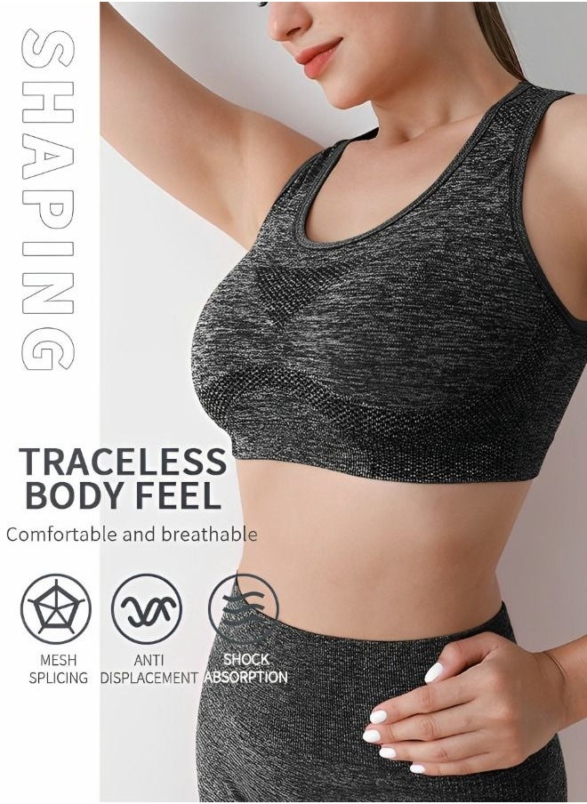 GROIC Women's Seamless Workout Sets 2 Pieces Outfit High Waist Gym Shorts Sports Bra Activewear Sets for Yoga Workout  - Image 2