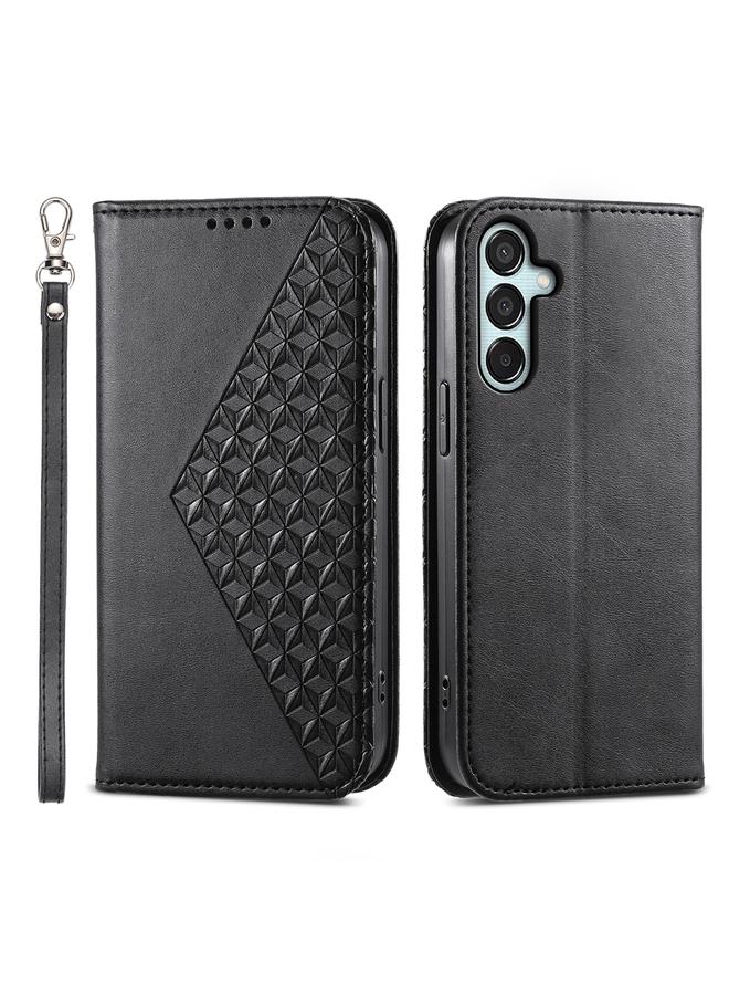 S-TOP Case For Samsung Galaxy M15 5G / F15 5G Cubic Grid Calf Texture Magnetic Leather Phone Case - Image 1