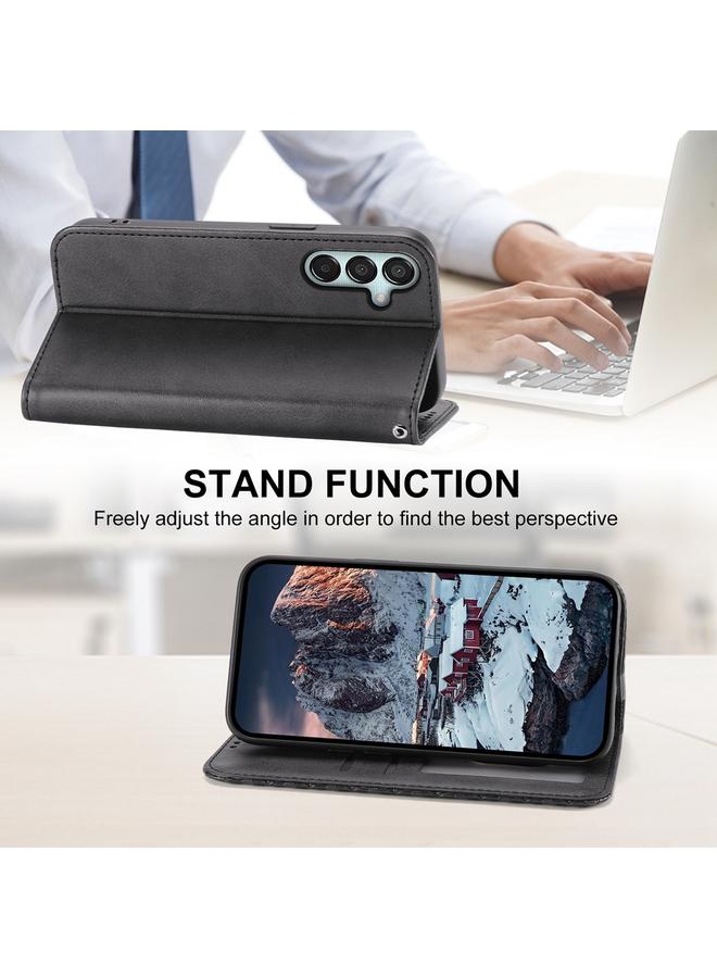 S-TOP Case For Samsung Galaxy M15 5G / F15 5G Cubic Grid Calf Texture Magnetic Leather Phone Case - Image 5