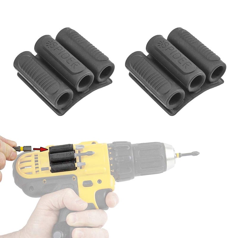 Spider Tool Holster - BitGripper v2 - Pack of Two - High Strength 3M Adhesive Drill add-on for Easy Access to six Driver bits on The Side of Your Power Drill or Driver! - Image 1
