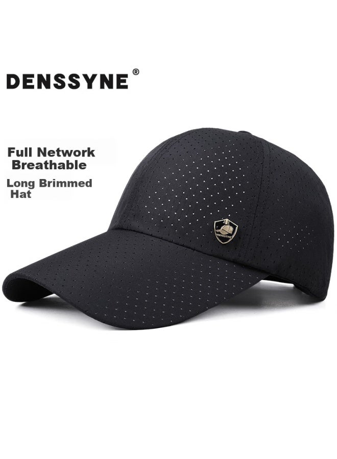 Denssyne Desiena Mid-length Brim Quick-drying Baseball Cap Mesh Breathable Large Head Cirference Hat Men's Running Sports Sunscreen Thin Duck Tongue Cap Women's - Image 1