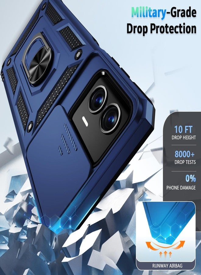 Weycolor for Moto G Stylus 5G 2024 Case with Camera Lens Cover, HD Screen Protector, 10 FT Military Grade Drop Protection, Magnetic Ring Holder Kickstand Protective Phone Case, Navy Blue - Image 5