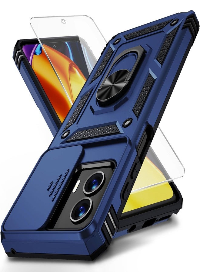 Weycolor for Moto G Stylus 5G 2024 Case with Camera Lens Cover, HD Screen Protector, 10 FT Military Grade Drop Protection, Magnetic Ring Holder Kickstand Protective Phone Case, Navy Blue - Image 1
